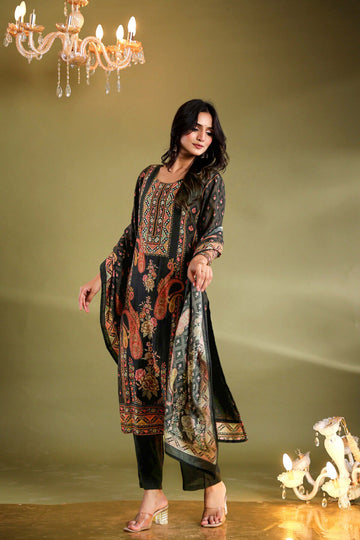 Black Bagh Printed Suit Set