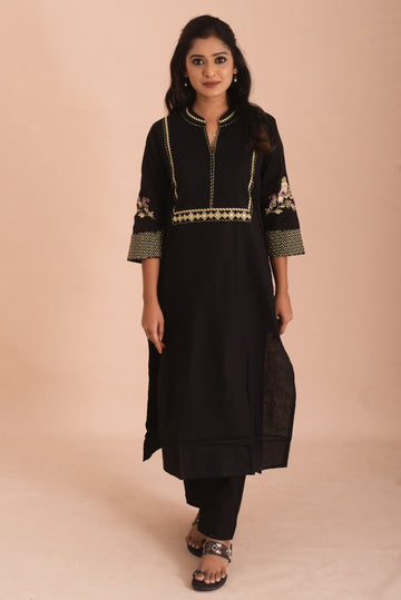 Golden Dusk Black Straight Kurta set
