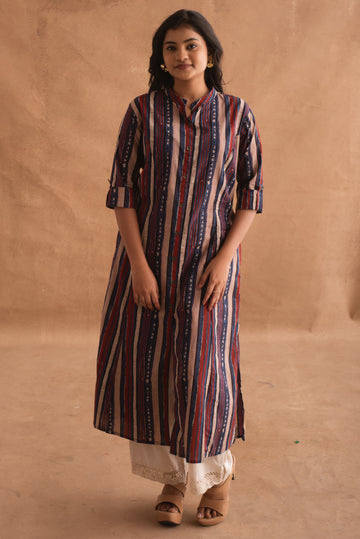 Rustic Wood Bark Striped Charm Kurta