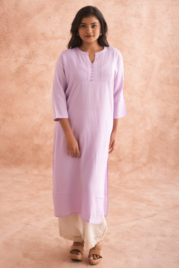 Lavender Grace Minimalist Pintuck Kurta