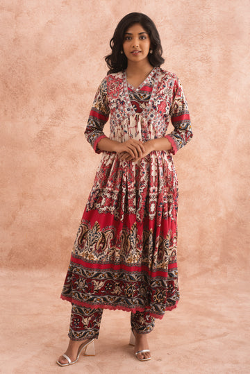 Regal Red Floral Printed Co-Ord Set