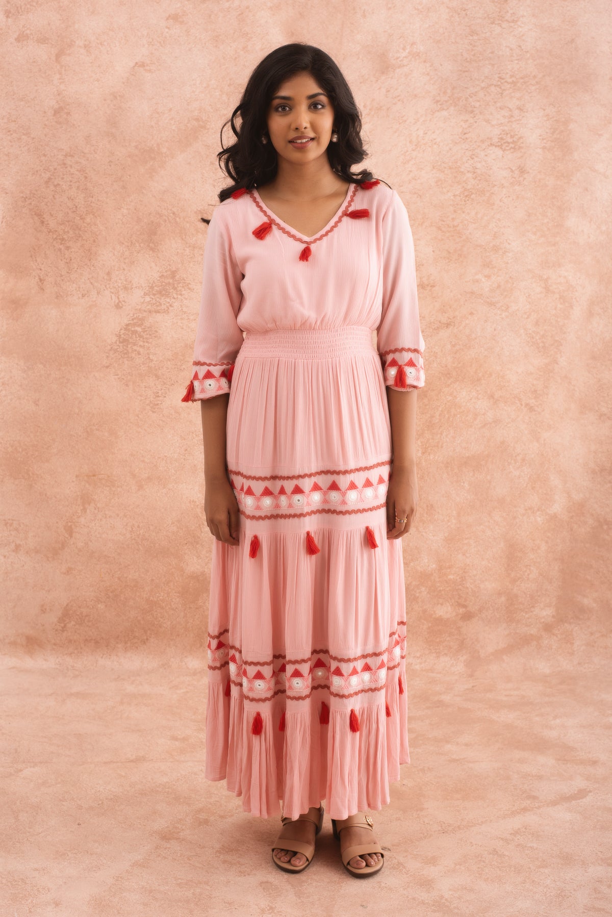 Blush Pink Coral Chic Tasseled Maxi Dress PIKBIG.COM - WOMEN'S CLOTHING Blush Pink Coral Chic Tasseled Maxi Dress PIKBIG.COM - WOMEN'S CLOTHING