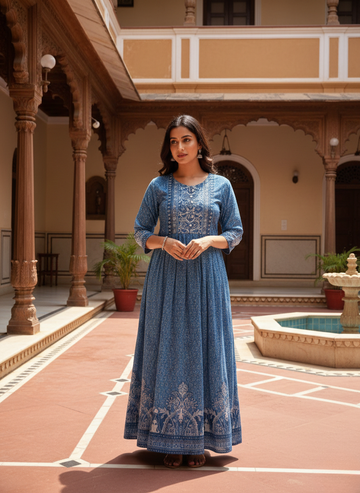 Royal Indigo Printed Maxi Dress