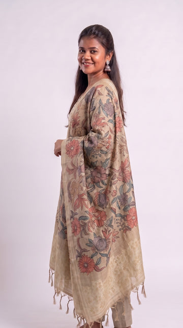 Sandstone Bloom Handcrafted Mulmul Cotton Suit Set
