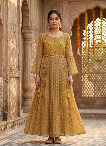 Mustard Yellow Anarkali Kurta