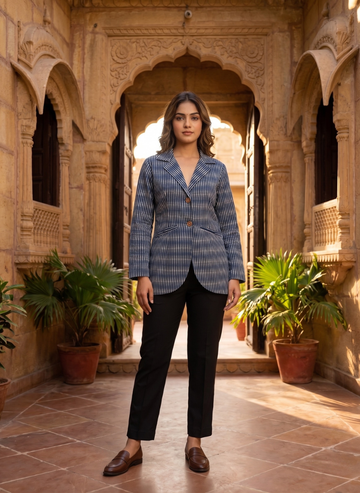 Indigo Striped Tailored Jacket