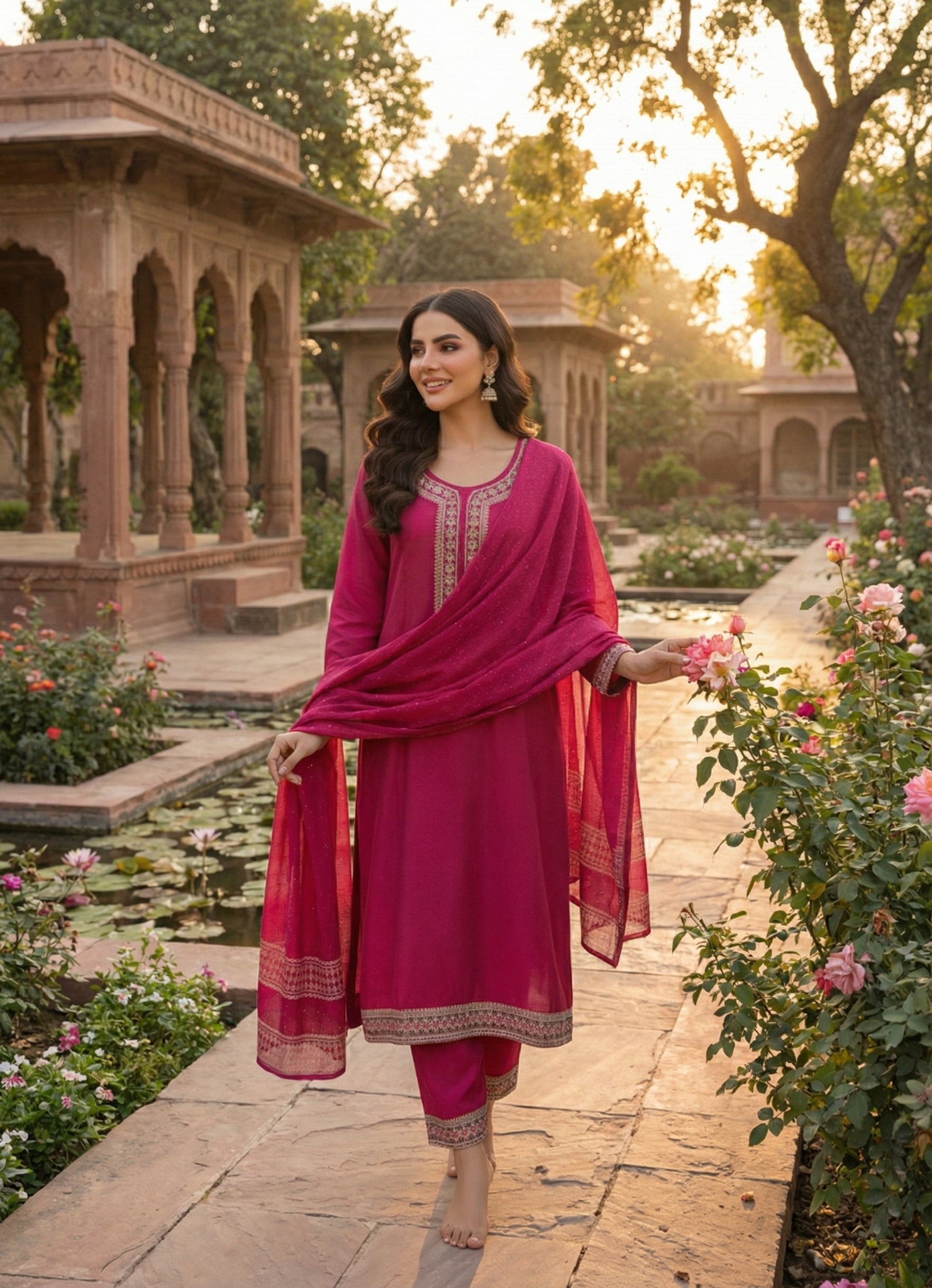 Pink Embroidered Kurta Set