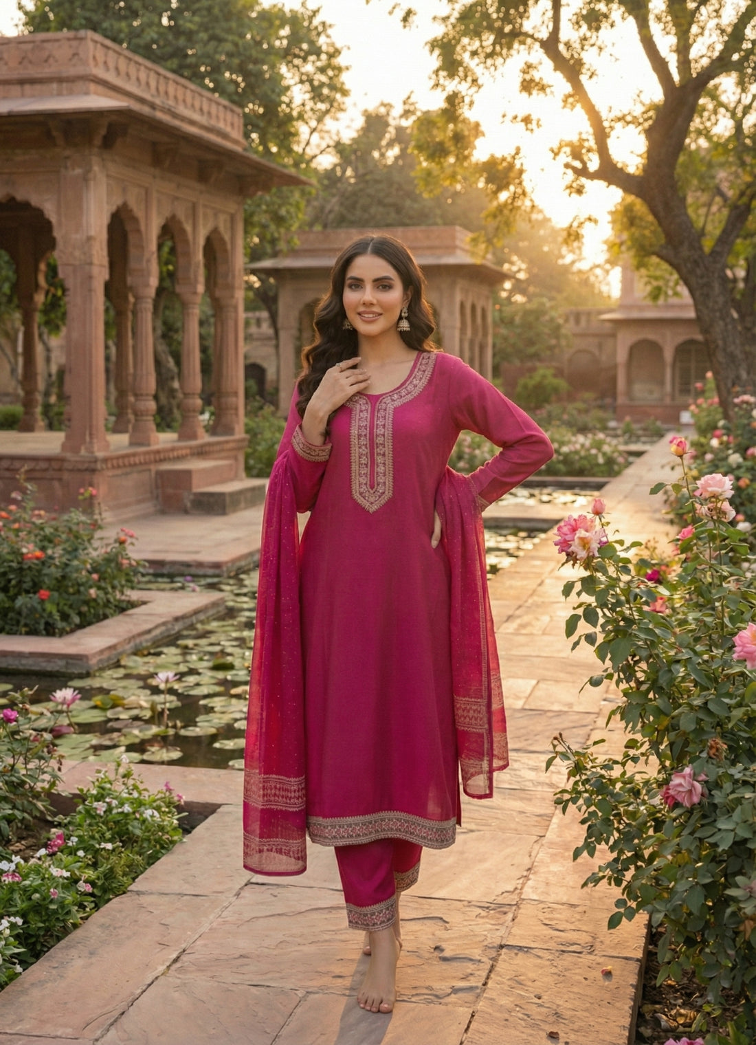 Pink Embroidered Kurta Set