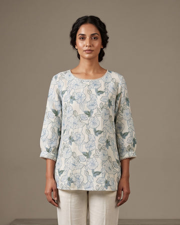 Porcelain Blossom Scallop Top