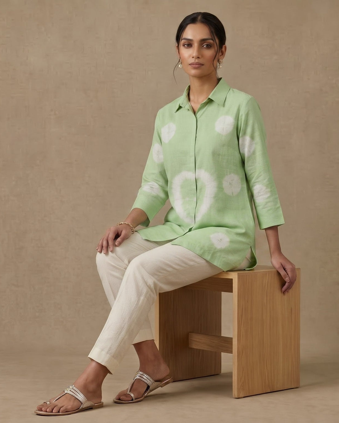 Pistachio Tie-Dye Shirt Kurti