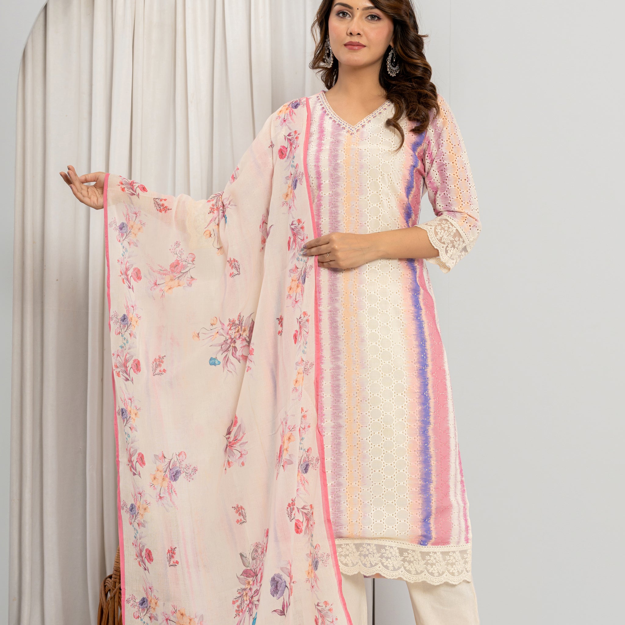 Pastel Dreams Floral Kurta Suit Set