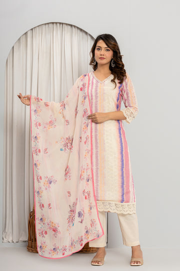 Pastel Dreams Floral Kurta Suit Set