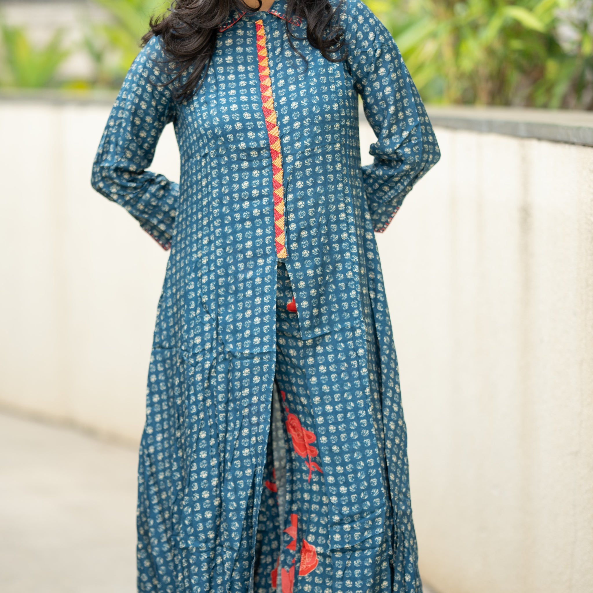 Muslin Front Slit Kurta and Pants  Set