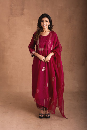 Vintage Maroon Gota Salwar Suit Set