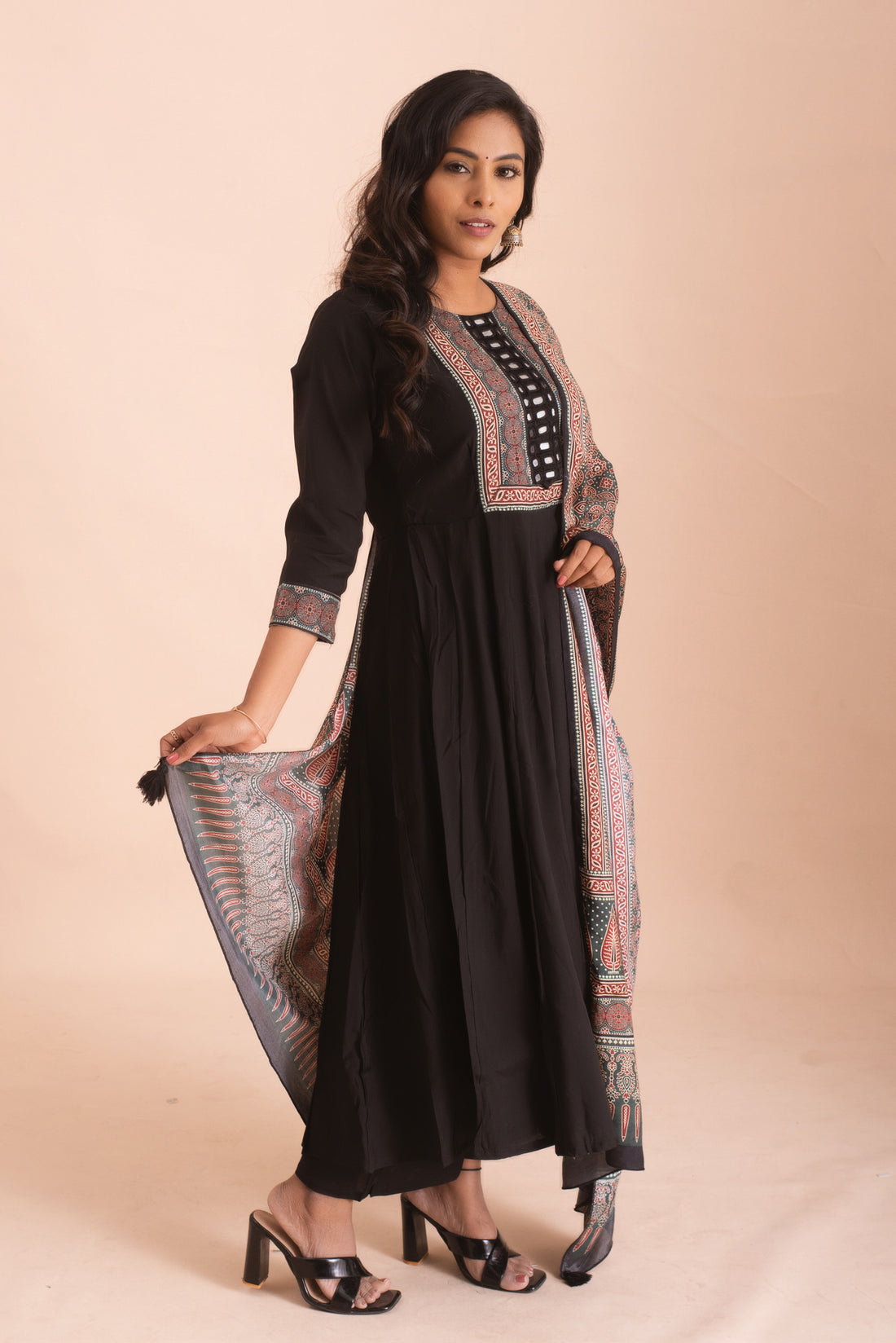 Midnight Allure Black Printed Salwar Suit Set