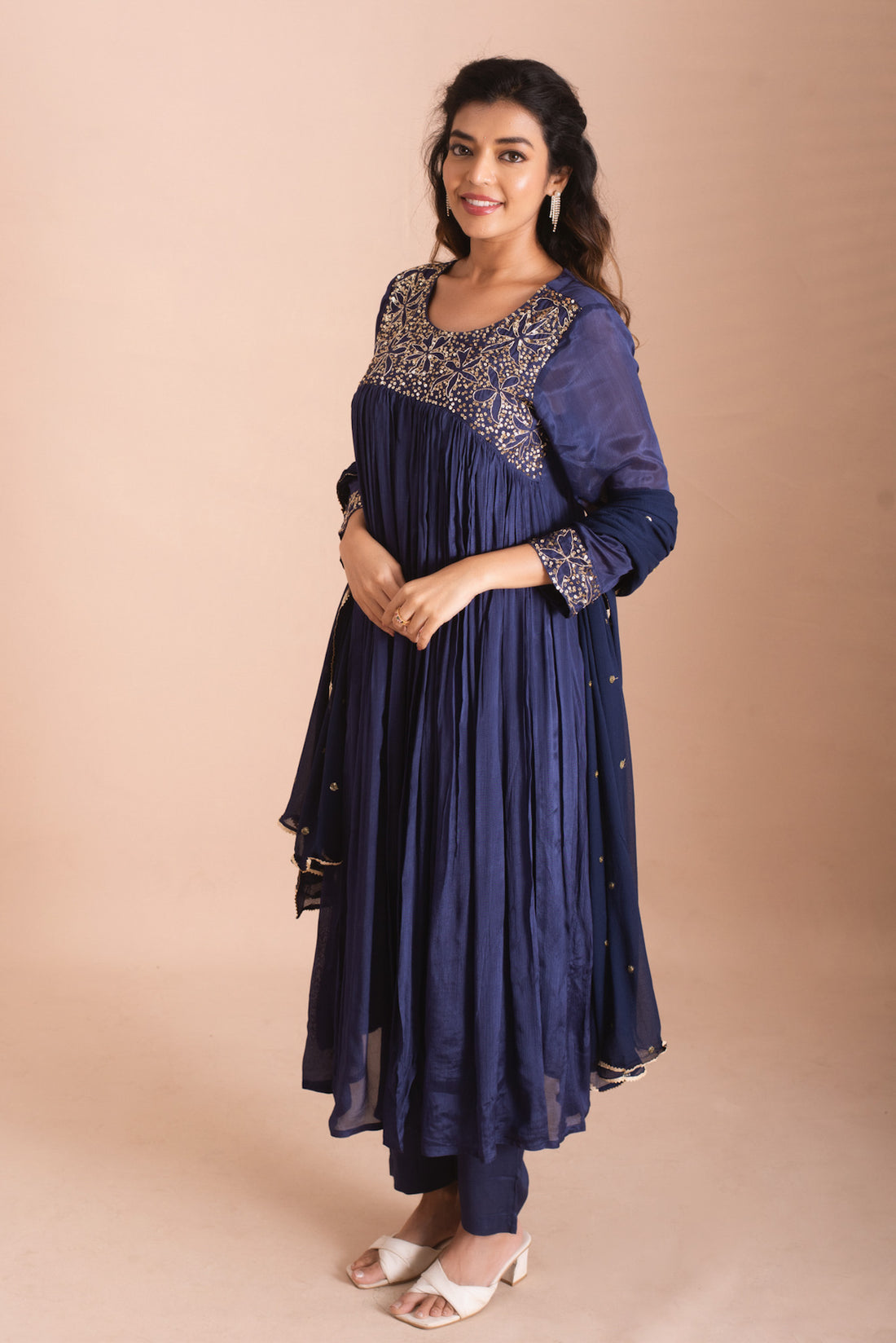 Midnight Blue Embellished Anarkali Suit Set