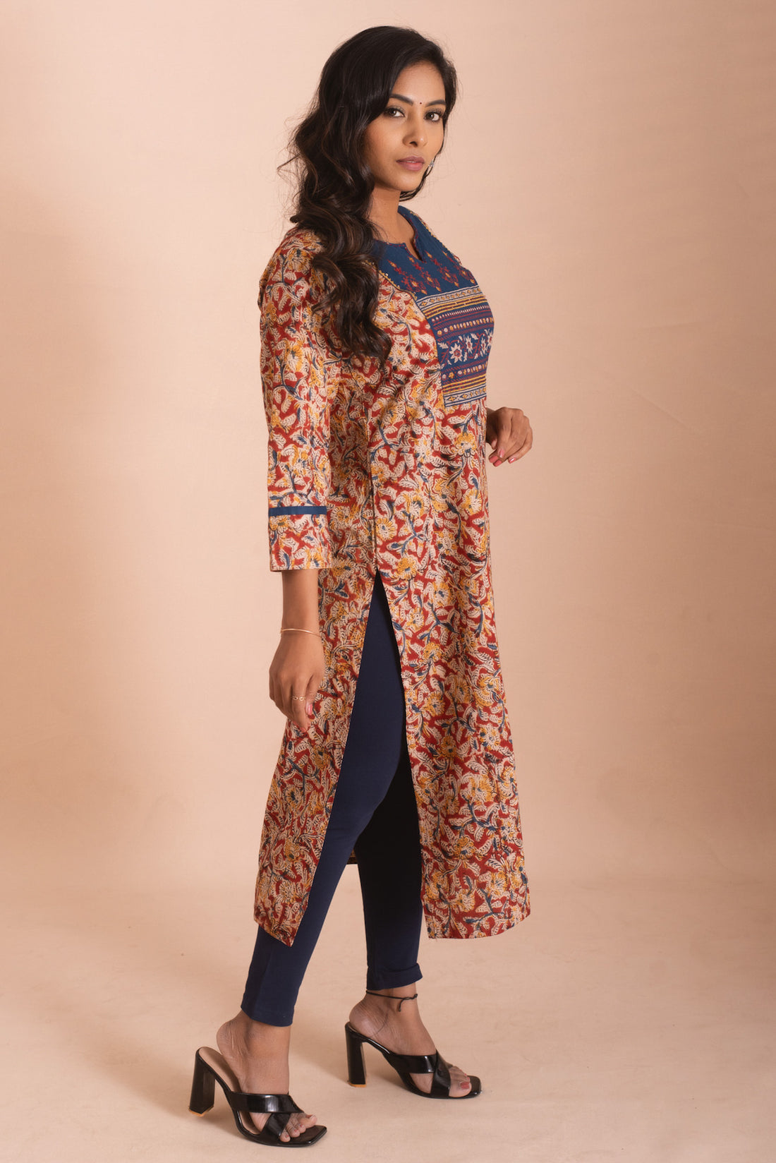 Jaipuri Hand Block Printed Blue and Beige  Kurta