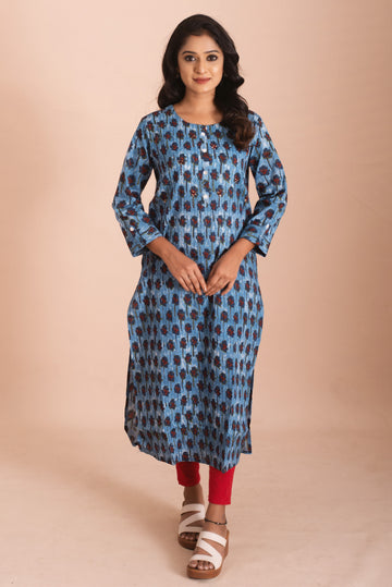 Indigo Blossom Straight Kurta