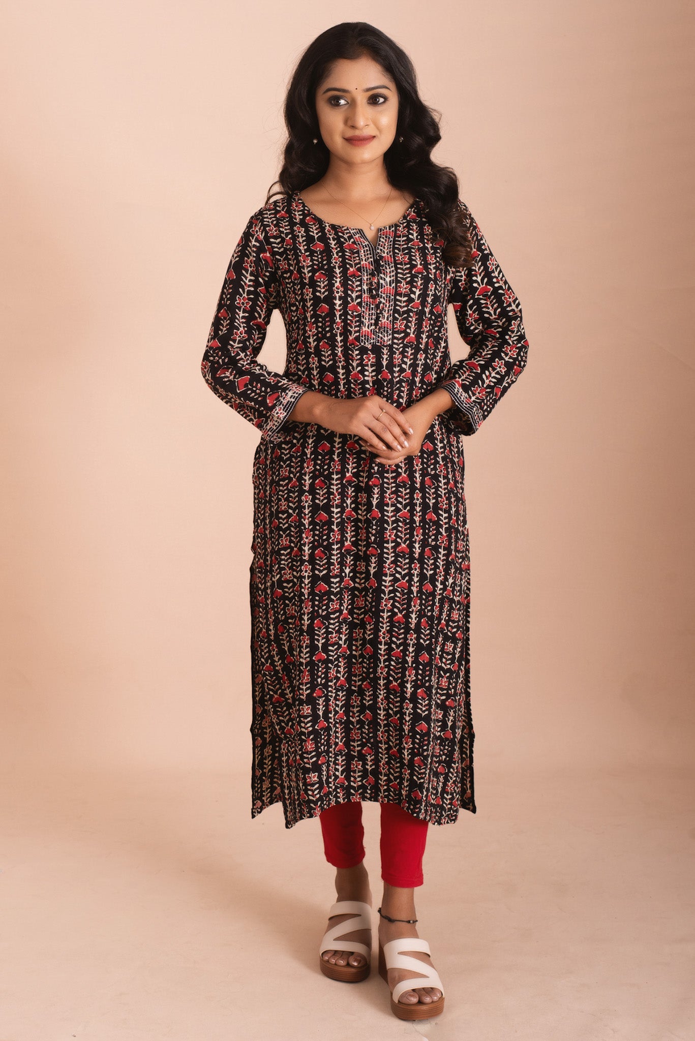 Midnight Garden Black Printed Kurti Set