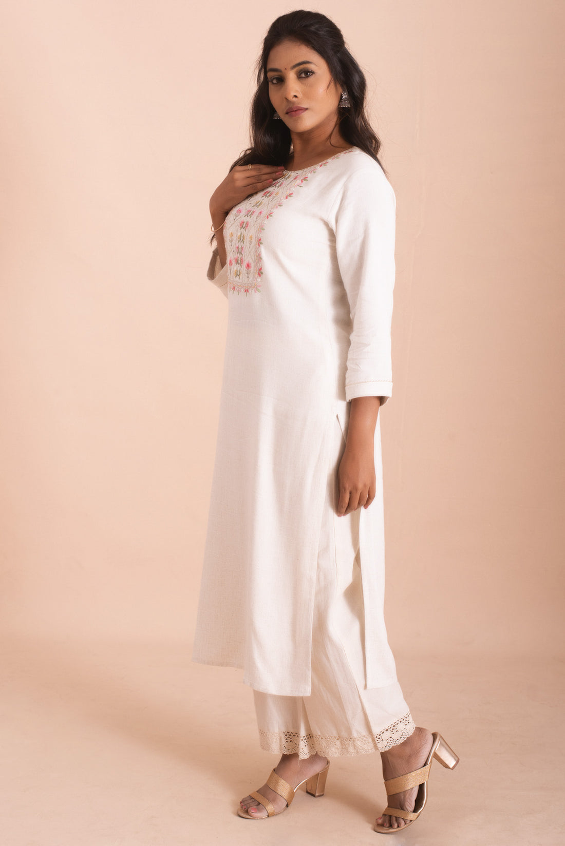 Ivory Bloom Pastel Embroidered Kurta