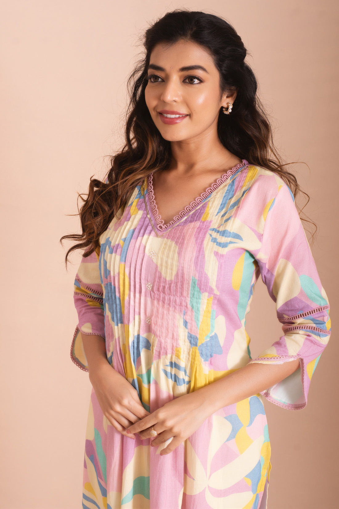 Pastel Bloom Abstract Print Kurta