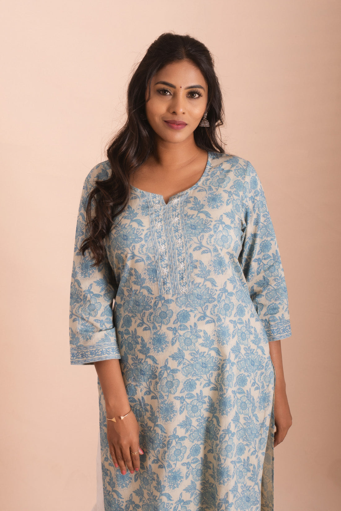 Elegant Robin Blue Floral Print Kurti