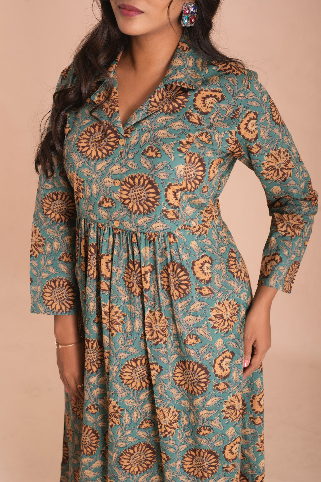 Vintage Bloom Teal & Gold Kurta