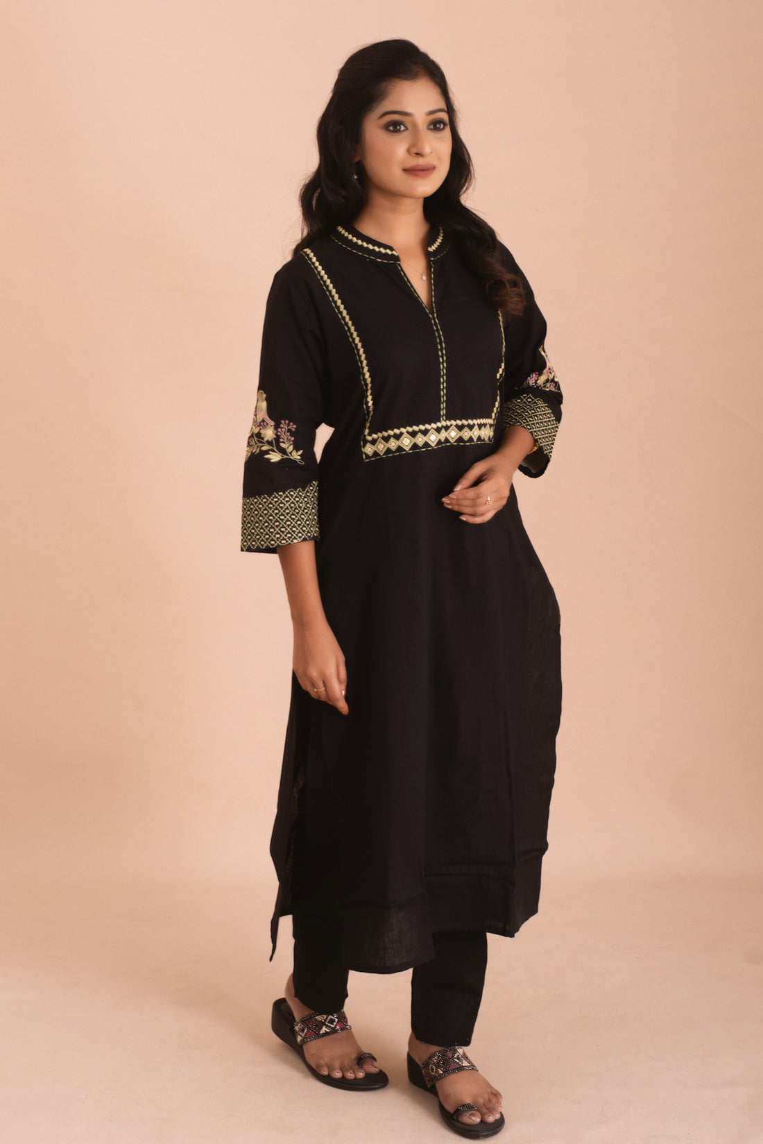 Golden Dusk Black Straight Kurta