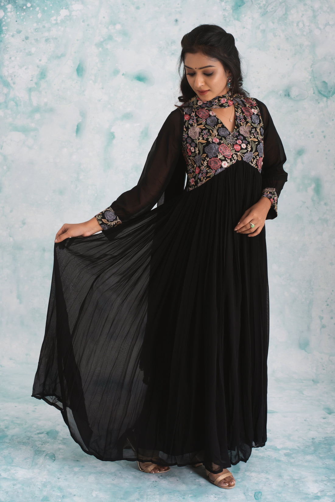 Twilight Bloom Embroidered Anarkali Kurta