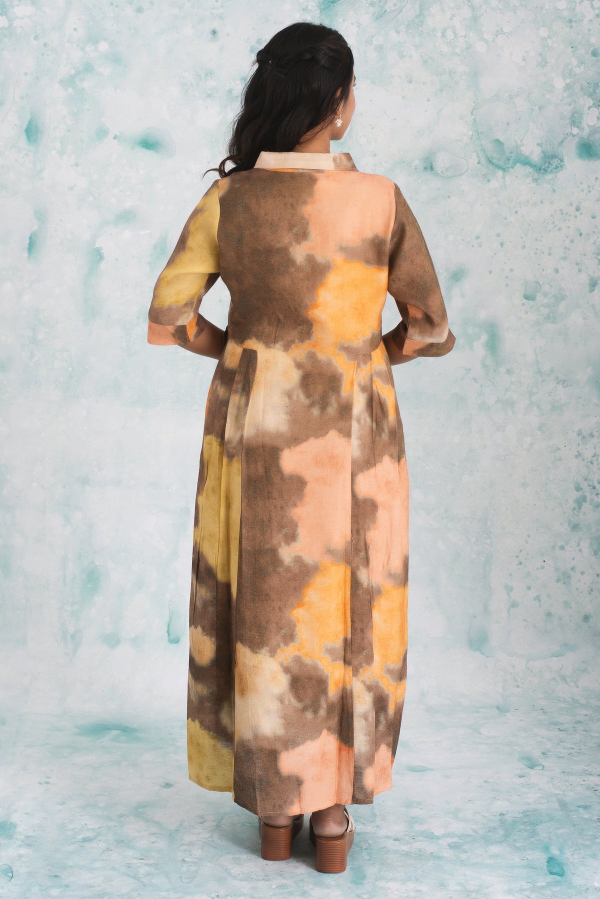 mustard co ord tie dye raffia belted mini dress