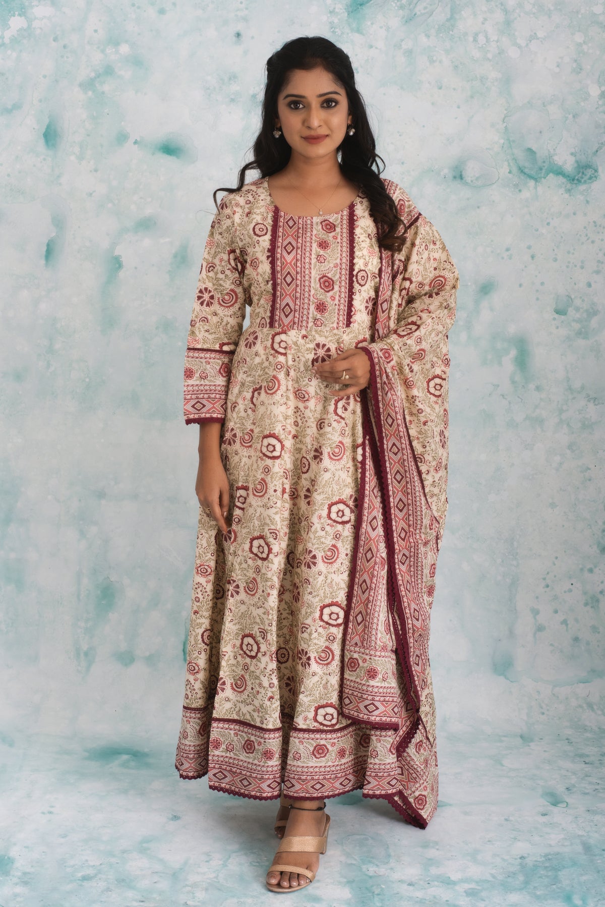 Refined Ivory Blossom Printed Kurti Set