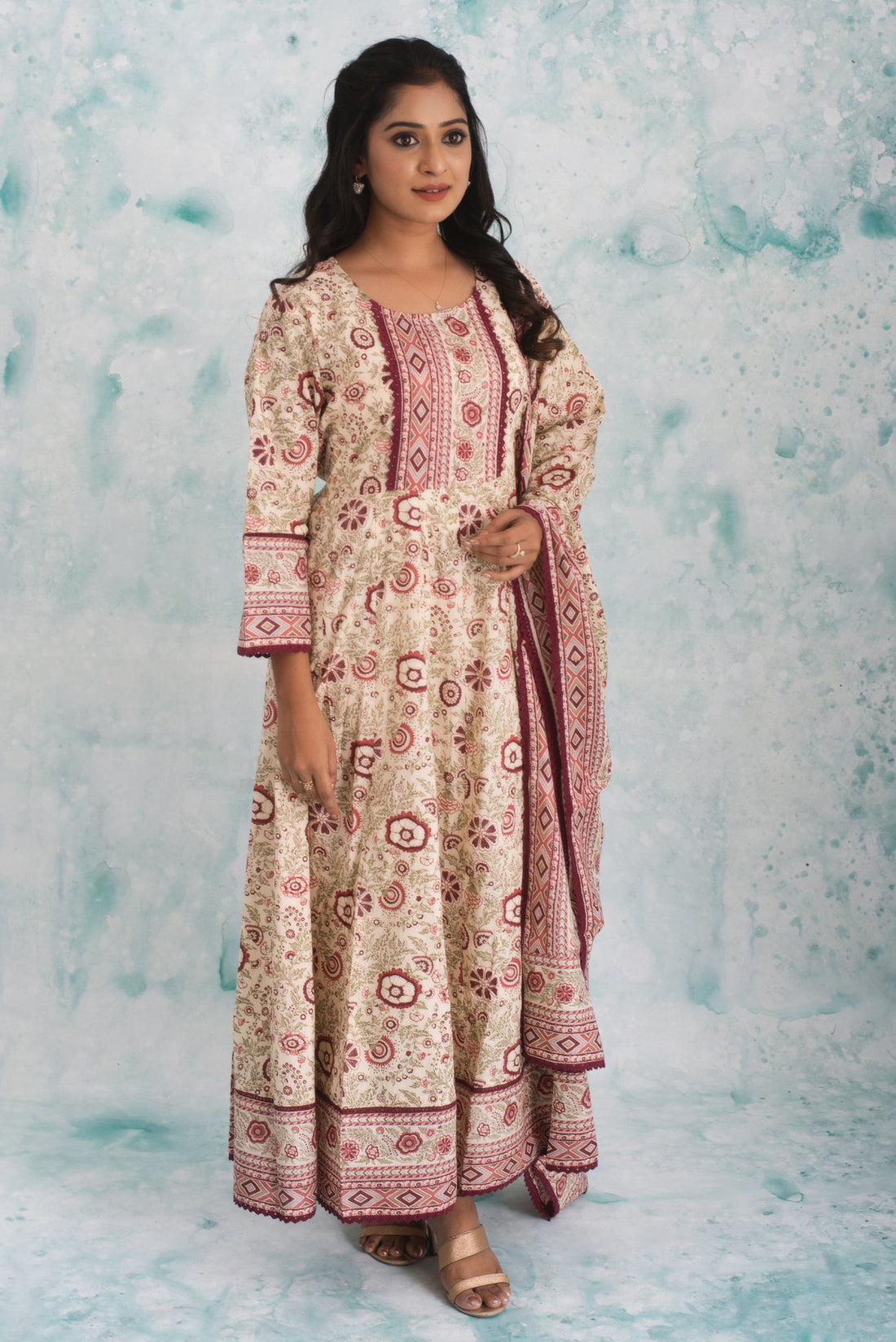 Refined Ivory Blossom Printed Kurti Set