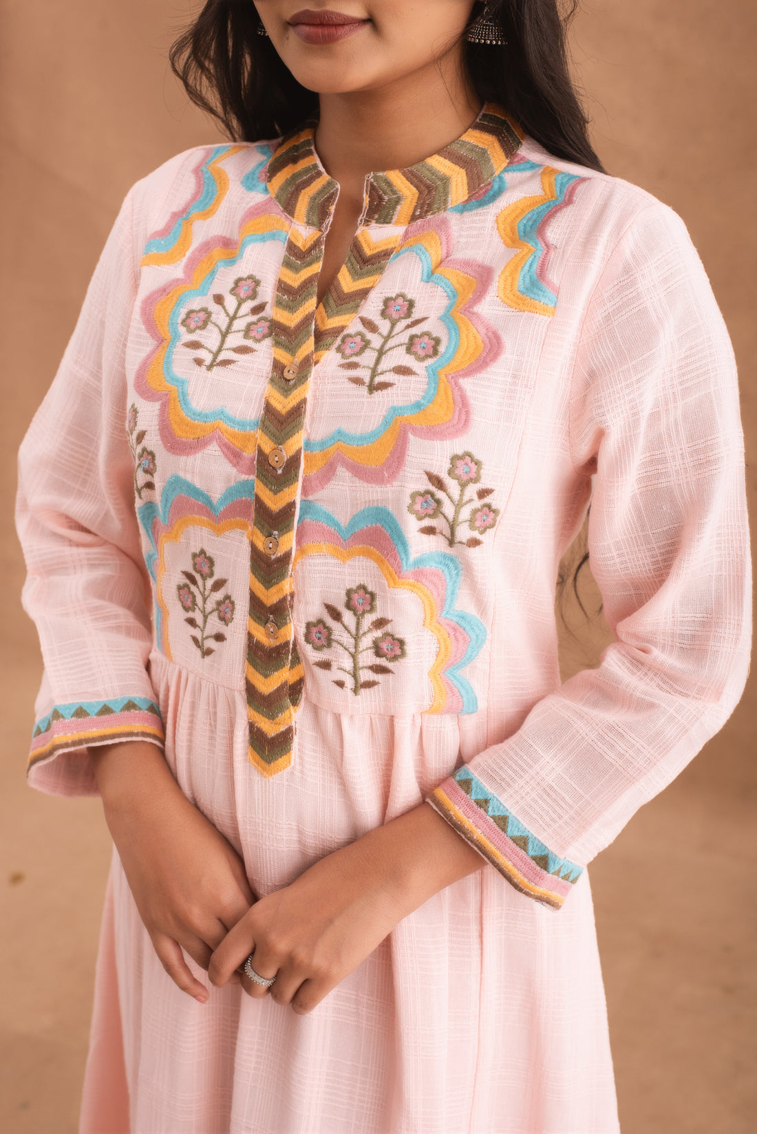 Pale Pink Kurti with Abstract Print Dress