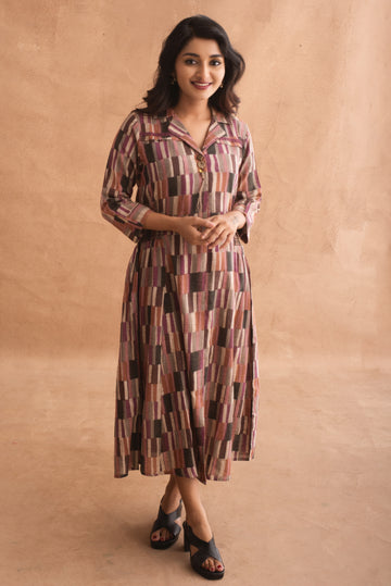 Striped Woody Multicolor Bohemian Cotton Dress