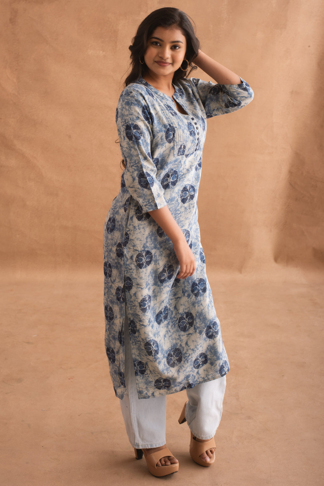 Indigo Blue Dyed Block Printed Kurta