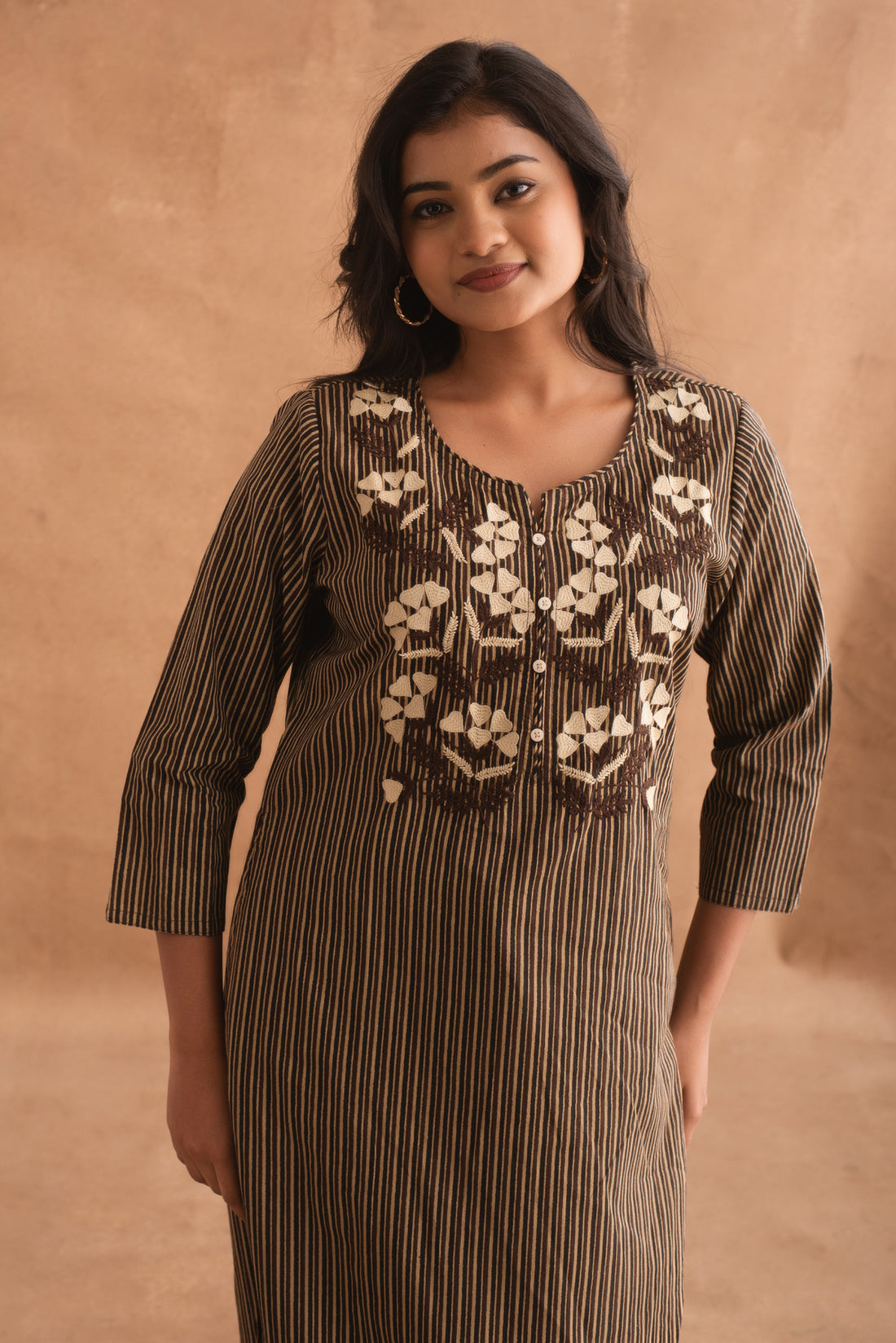 Earthy Elegance Olive Striped Kurta