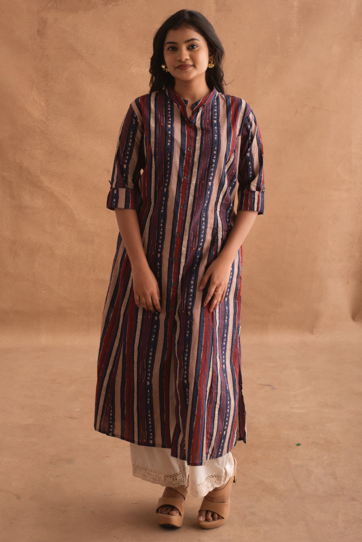 Rustic Wood Bark Striped Charm Kurta