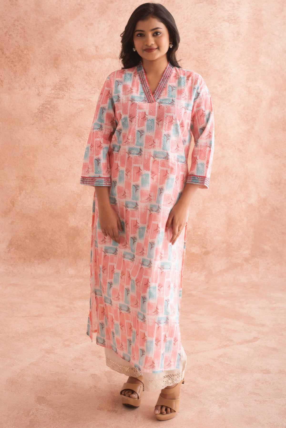 Dual Pastel Charm Printed Straight Kurta Set