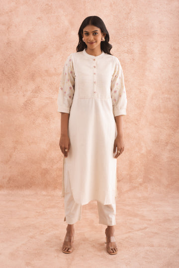 Elegant white cotton kurta set