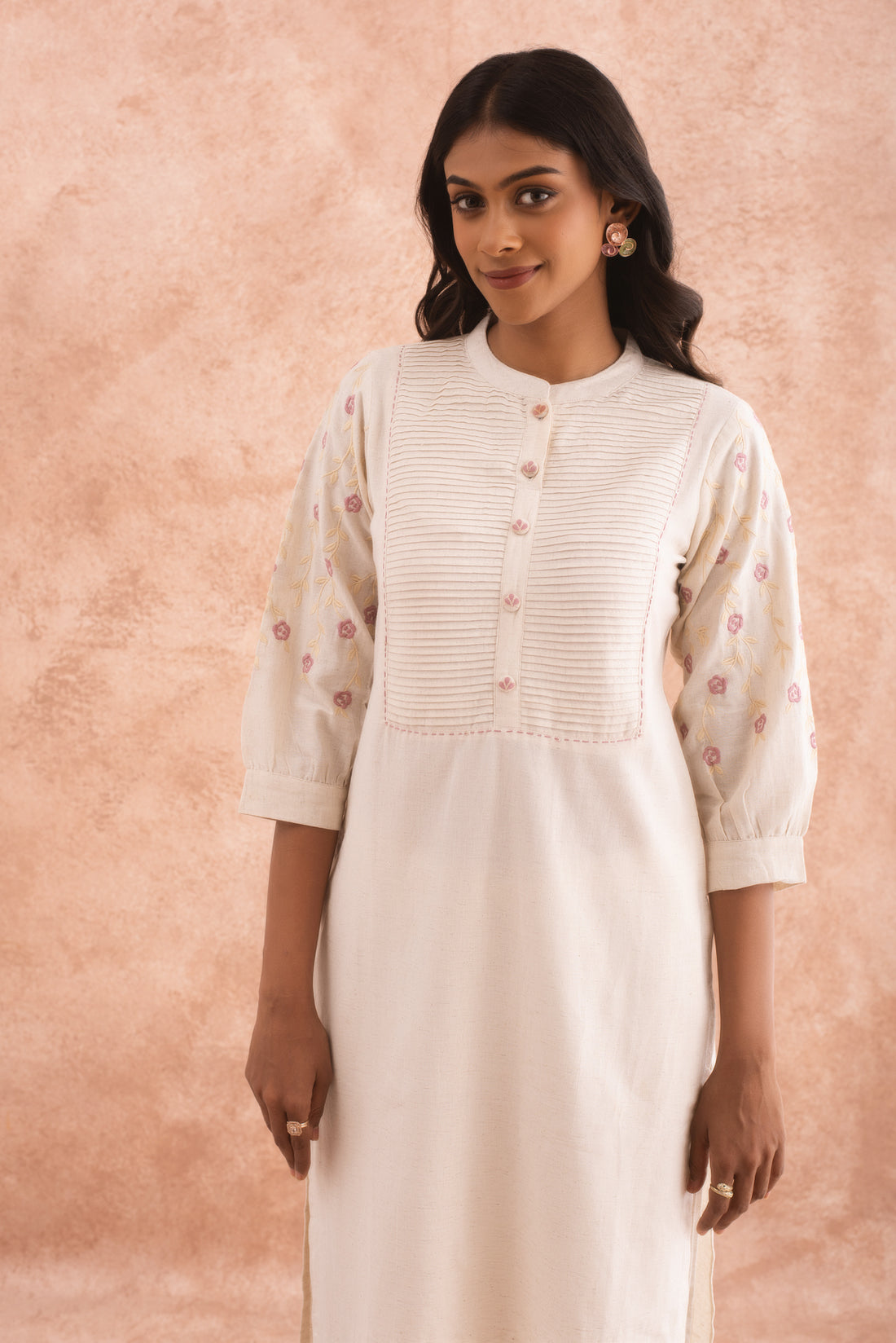 Elegant white cotton kurta set