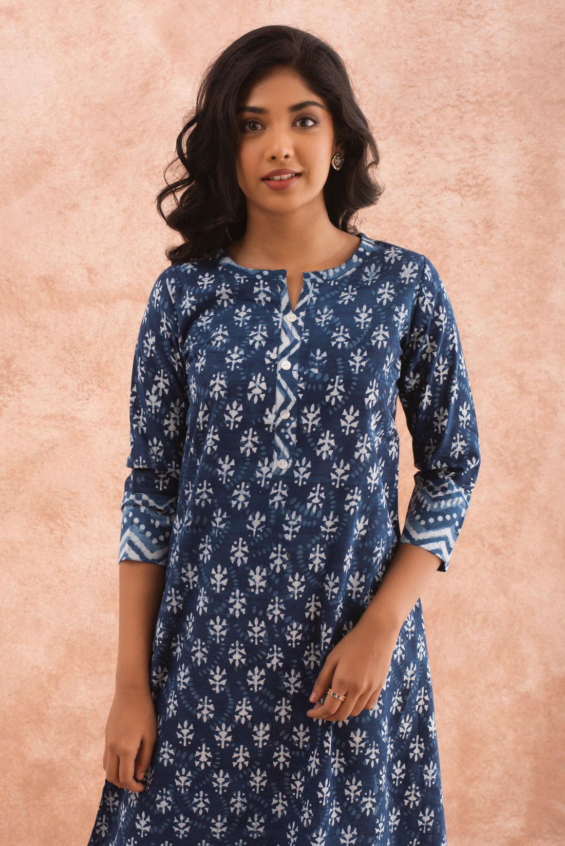 Indigo Hand block Print A-Line Kurta