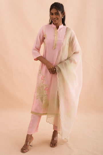 Elegant Pale Green and Pink Sequence Kurta set