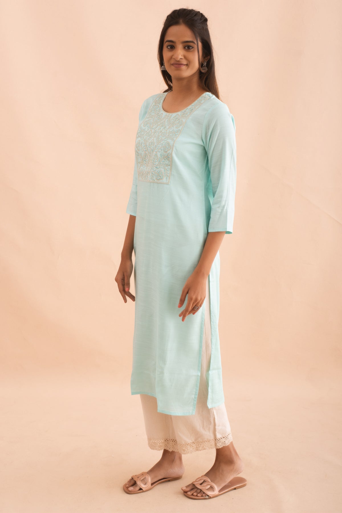 Celeste Blue Embroidered Kurta Elegance