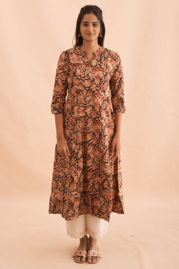 Brown Kalamkari Cotton Kurta