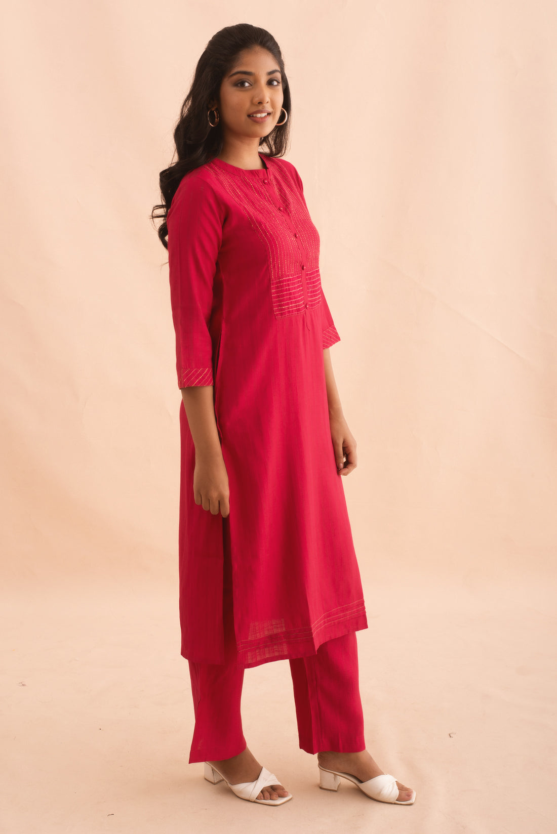 Ruby red Embroidery Kurta set