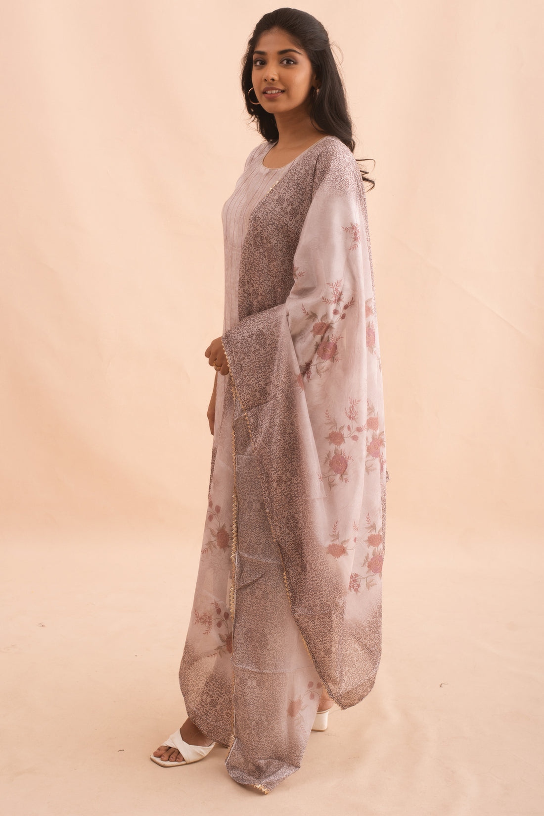 Silk Kurta Set with Floral Dupatta