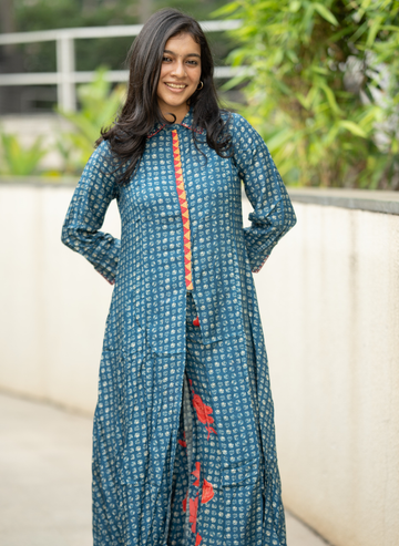 Muslin Front Slit Kurta and Pants Set