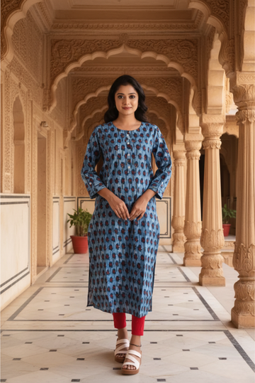 Indigo Blossom Straight Kurta