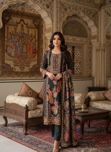 Black Bagh Printed Suit Set