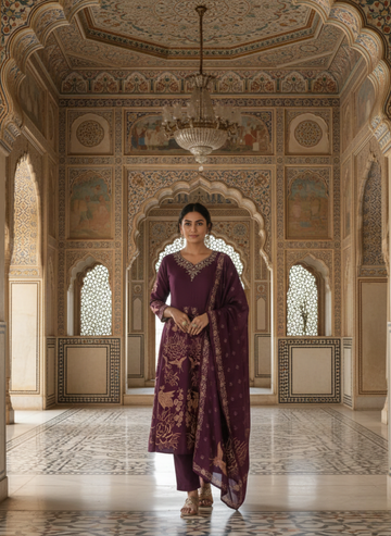 Plum Grace Anarkali Embroidered Kurta Set